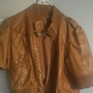 Faux leather crop jacket